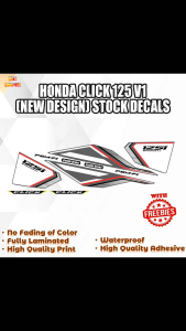 HONDA CLICK 125 V1 (NEW DESIGN) STOCK DECALS (WATERPROOF LAMINATED FADE PROOF)