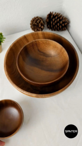 H315. Acacia Wood Round Wooden Bowl