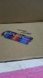 Emblem knalpot pelangi merek WRC free paku rivet