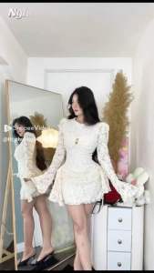 ĐẦM REN DỰ TIỆC TAY LOA XOẮN KÈM TAG VÀNG THIẾT KẾ SANG chảng (CÓ KÈM quần ) Thảo cherry stone