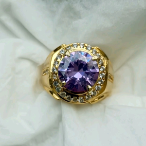 CINCIN BATU KECUBUNG LAVENDER BULAT CUTTING BERKILAU