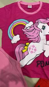 (22-38KG) Bộ thun coton  ngố lửng bé gái size đại hình in nét dễ thương (117)