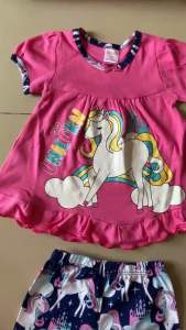 (10-22kg) Bộ babydoll bé gái thun borip tay ngắn quần lửng dễ thương bé gái thun mềm đẹp co giãn (084)