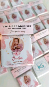 Square Badge Ref Magnet Souvenir Christening Birthday etc