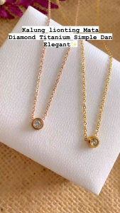 RinaXp- Kalung Titanium Simpel Elegan Permata Zirkonia Mini Fashion Jewellry Korean Style