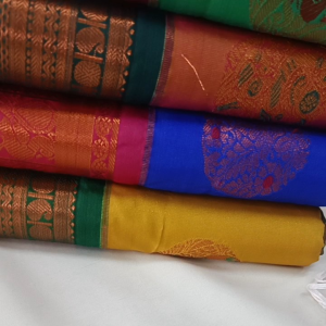 Kanjipuram Pattu Saree with Copper border.