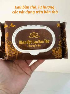 Sku236- Khăn chuyên lau bàn thờ hương trầm làm từ thiên nhiên lau sạch an toàn 15x20cm 30 tờ/gói