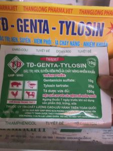 TUD GENTA TYLOSIN Gói 10G Hen Suyễn Tiêu Chảy-Nhiễm Khuẩn Chỉ Dùng Trong Thú Y