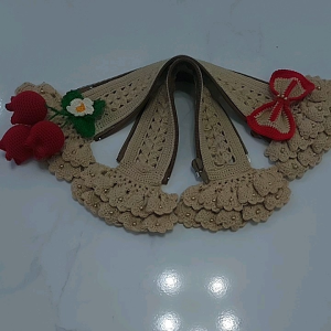 แนะนำ หูกระเป๋าถักสีครีมคละแบบ ระบาย 2 ชั้น