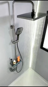 [SG Stocks] LED Metal Grey Rain Shower Set