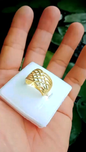 แหวน ทองเหลือง ทองเหลือง ลายถักตัดลาย สวย ลายสวย มากๆ
