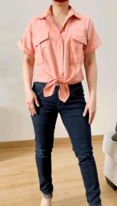 ECLAIRE 063: Kemeja Rami Lengan Pendek Longsleeves Pocket Korea Kasual Basic Kerja Kantor