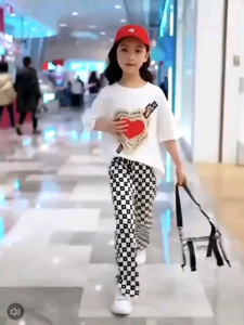 CF3-137 celana panjang kulot anak perempuan kotak-kotak