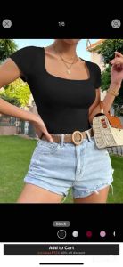 Free Size Square Neck Top with Sleeve Crop Tops - ABI
