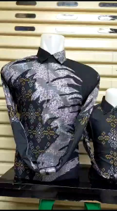 Couple batik ayah dan anak laki laki motif terbaru warna hitam abu