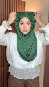 HAMJAs So-Essena 2-in-1 Crisscross Dual Inner Instant Hijab with Detachable Metal Tag Premium ITY Fabric