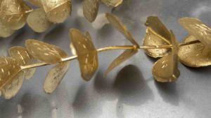 daun artificial daun exalyptus daun dolar gold daun panjang 100cm  5 cabang