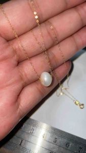 PAWNABLE 18K Saudi Gold Fine Tauco Chain with Fresh Water Pearl Pendant(thin chain)✨