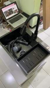 Paket Kitchen Sink HITAM/BLACK ukuran 68605250 & Bak Cuci Piring Stainless FULL SET