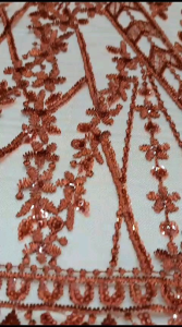 Bahan kain tile payet bordir zig-zag mewah. harga persetengah meter