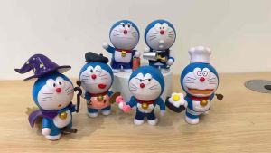 Mô hình Doraemon - 6 tư thế Doremon phù thủy cưỡi chổi đầu bếp nấu ăn pha chế tập tạ thể hình họa sĩ cứu hộ bãi biển