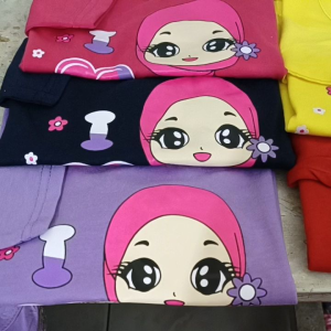 Kaos Anak Perempuan Motif Hijab Baru Lengan Panjang Usia 1-12 Tahun