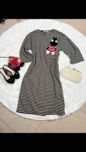 Noelle Dress - Premium Oversized Cotton Dress Motif Garis Fashion Korea Terbaru