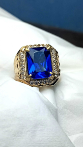 cincin batu king royal blue sapphire full cutting high Quality