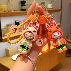 Labubu Cartoon Hanging Buckle Doll Pendant Creative Car Keychain Backpack Pendant 创意潮萌龅牙仔钥匙扣