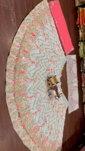 [PRE-ORDER] Semistitched Faux Georgette With Real Mirror Work Lengha ( Delivery 15 days )
