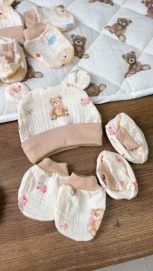 A01เซ็ตหมวก+ถุงมือ+ถุงเท้า3Dพี่หมีน่ารัก เซ็ต3ชิ้น เซตหมวกมือเท้าเด็ก