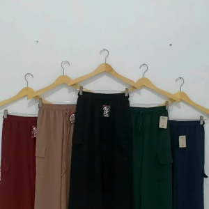 Celana Kulot Cargo Anak Tanggung Usia 10-14 Tahun / Kulot Anak Perempuan Crinkle Airflow Premium