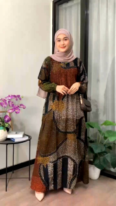 gamis Rayon batik cap LD 110 panjang 135 gamis Klok adem dan nyaman model lengan kerut gamis Rayon