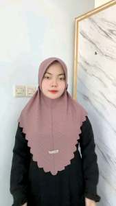 Hijab Instan Lasercut Pet Antem Jersy Motif/Kerudung Dayli Simple Fuji/Bergo Pet Tali Permata UK L