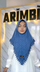 Hijab Instan Renda Senada Motif Kekinian Jersy / Kerudung Wanita Muslim Renda Mewah Riana