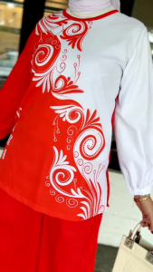 Setelan Vienara Terbaru: Celana Katun Sigaret & Blouse Printing Mix