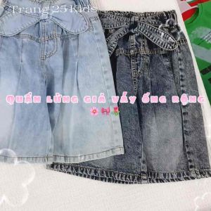 QUẦN JEAN LỬNG GIẢ VÁY ỐNG RỘNG EO CO GIÃN THOẢI MÁI 2 TÀ NƠ THẮT CHÉO - TRANG 25 KIDS STORE