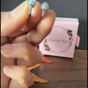 [Studs & Such] 925 Silver Crested Opal Stone Huggie Hoop Earrings With Cubic Zirconia