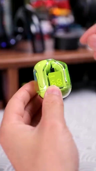 Headset Bluetooth 5.3 Earphone tws air 31 wireless led display Transparan