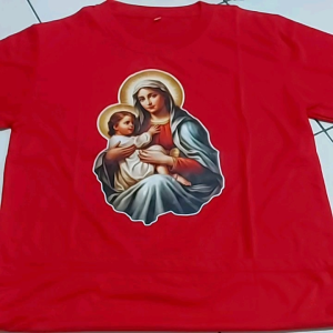 Kaos Rohani Bunda Maria Atasan Baju Dewasa dan Anak-anak Lengan Pendek