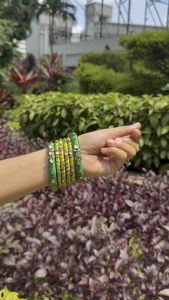 Premium Green and Yellow Silk Thread Bangles (Indian) bangles