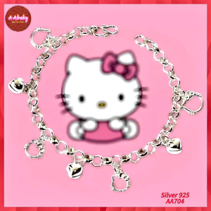 🌈AAbaby Galleries AA704 Original Baby S925 Silver Anklet Bracelet 3 Kitty 吉蒂 Rantai Kaki/Gelang Bayi