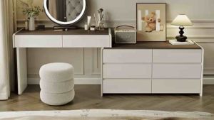 Bàn trang điểm Bàn làm việc kèm tủ đựng đồ đa năng có thể xoay tùy chỉnh gỗ MDF TWOMAT TG-10