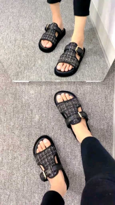 kangsantri-sandal wanita model terbaru-sendal flat wanita model selop gesper rajut