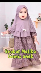 BRUKAT MALIKA ( FREE JILBAB ) USIA 0-5 TAHUN UK XS S M L gamis bayi / gamis brukat / gamis anak