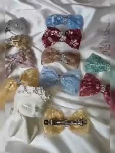 JEPIT RAMBUT PITA RENDA / JEPIT OTOMATIS PITA BROKAT / JEPITAN RAMBUT PITA ELEGAN / LACE RIBBON HAIRCLIP / PT3716