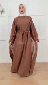 Salwa set 2in1 setelan pakaian muslim gamis dan outer/gamis abaya dapat 2 baju