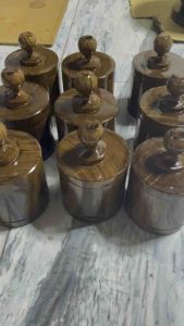 Wooden spice jar containers with spherical knobs for storageallpurpose jar kitches use