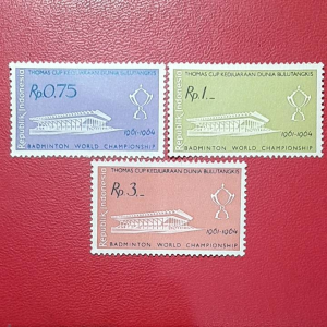 Prangko Indonesia Kuno 3 Pcs Seri Thomas Cup Tahun 1961 UN USED