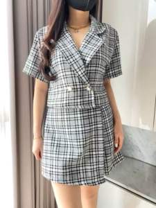 Set stelan rok celana katun tweed MV-7985